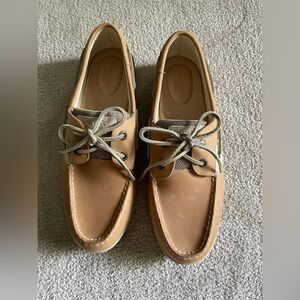 Sperry Koifish Boat Shoes Women 8.5M Linen Oat New with Defects